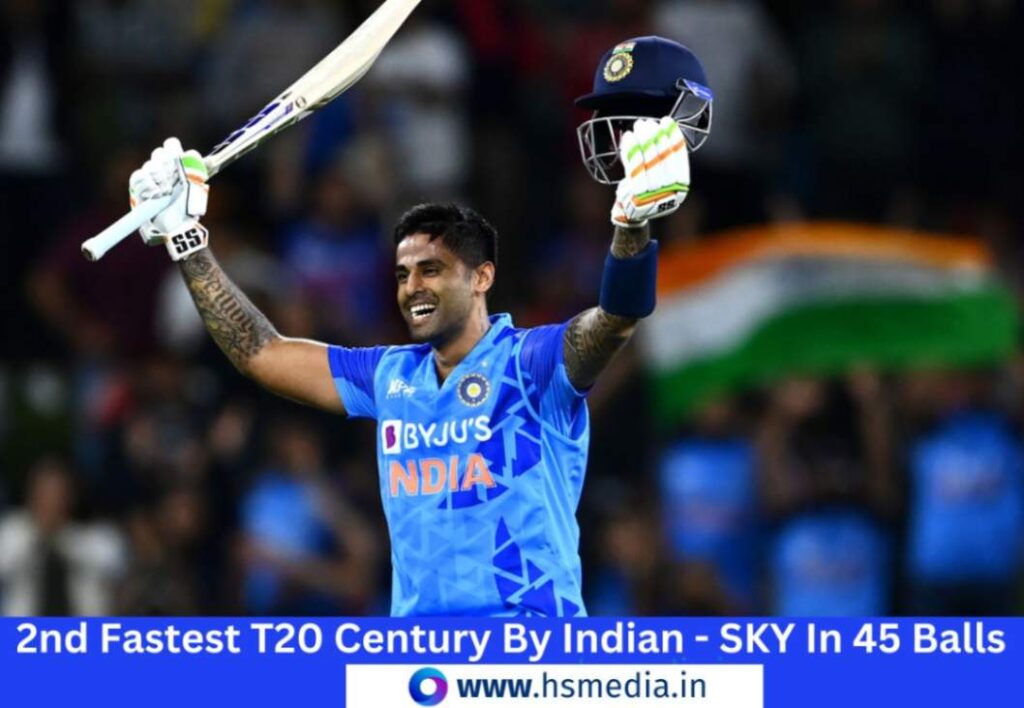 SKY scored 2nd fastest t20i century among Indian players.