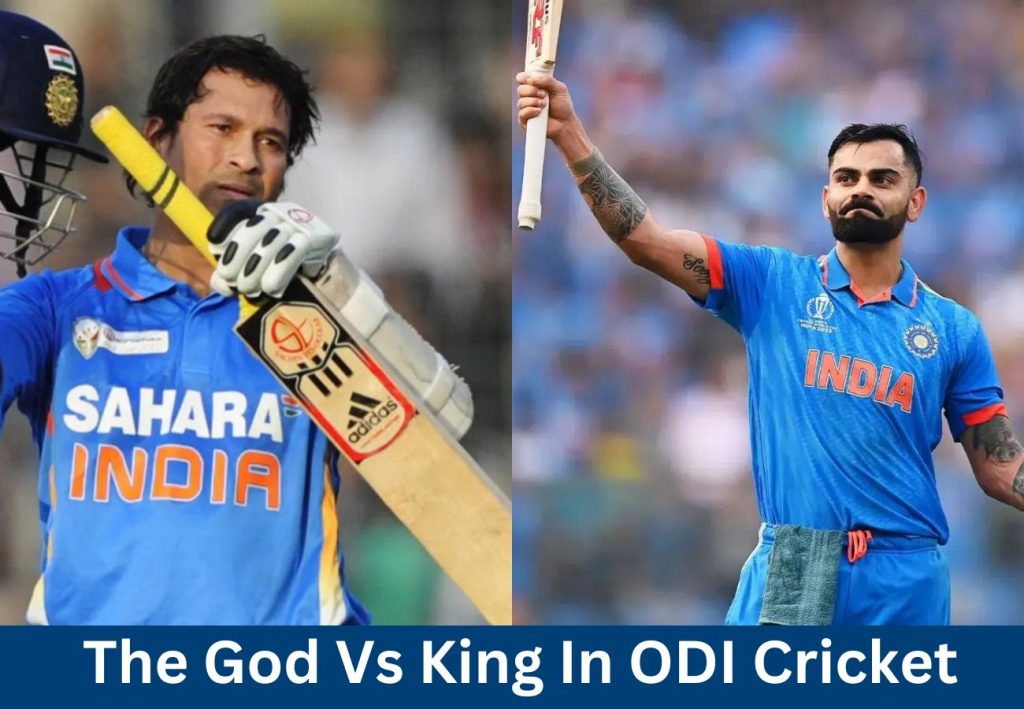 Sachin and Kohli batting in ODI cricket.